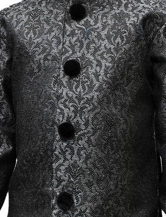 Boys' Grey Silk Blend Sherwani